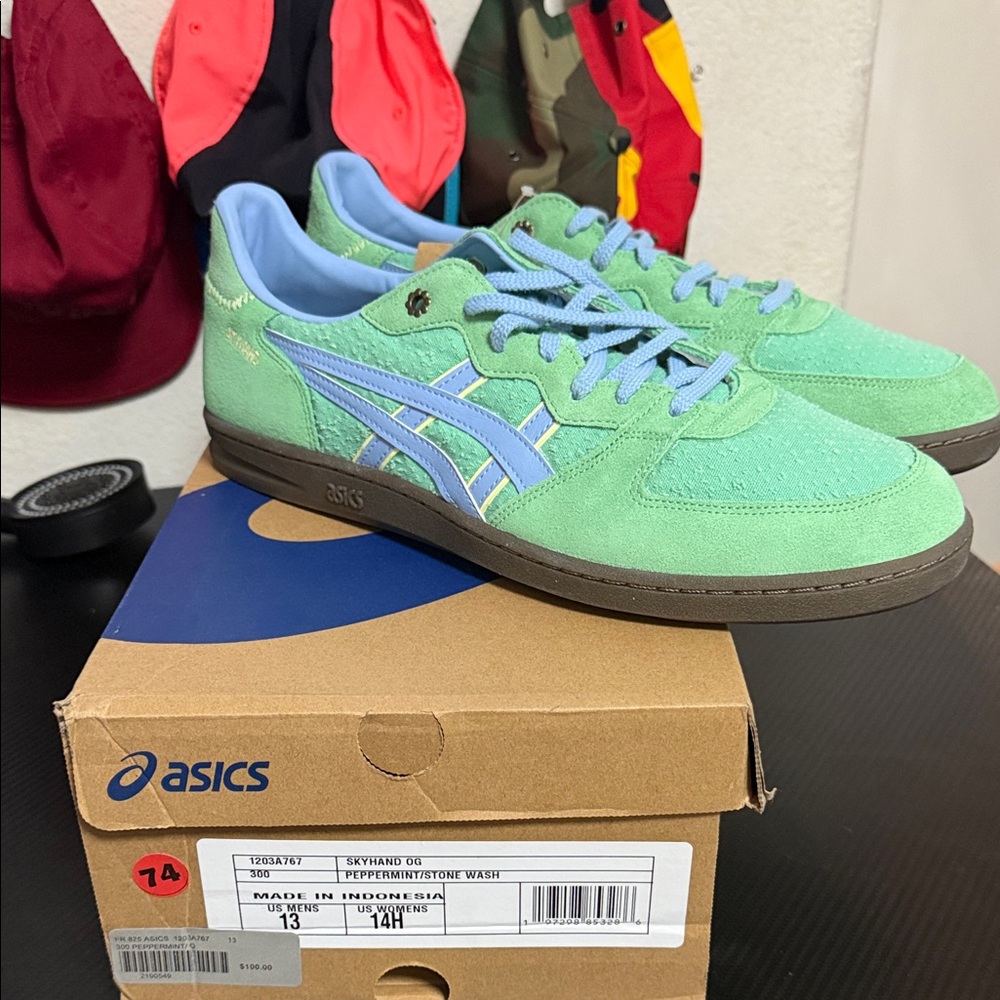 Asics Mint Green and Light Blue Sneakers